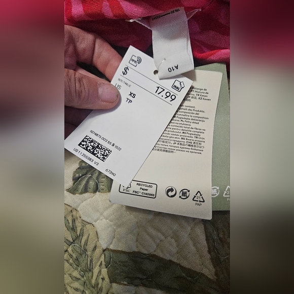 H&M Tie Front Linen Blend Bralette Crop Top. Zebra Print Red/Pink. Size XS NWT - Picture 8 of 16